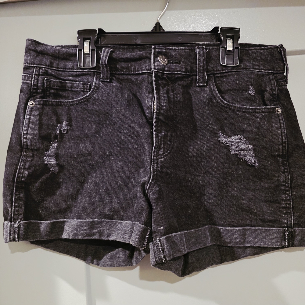 Old Navy Distressed Black Denim Boyfriend Shorts